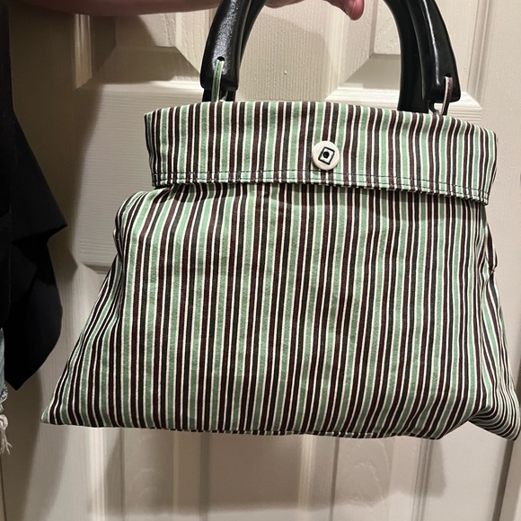 Striped Tote Bag with Black Handles - Picture 4 of 5
